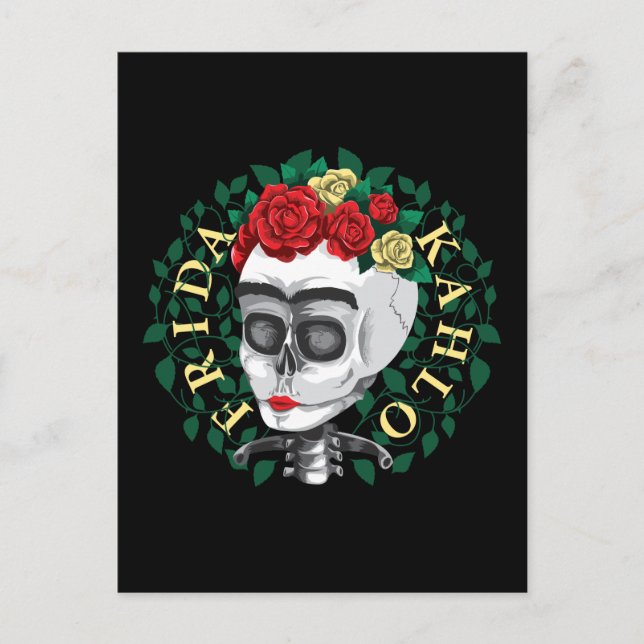 Cartão Postal Frida Kahlo | Crânio com Rosa (Frente)