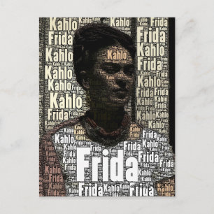 Cartão Postal Frida Kahlo Lettering Portrait
