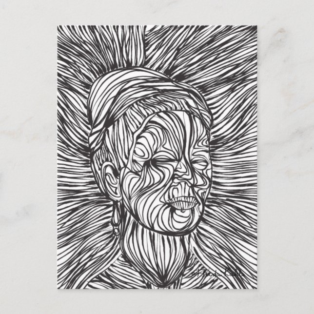 Cartão Postal Frida Kahlo Lines Portrait (Frente)