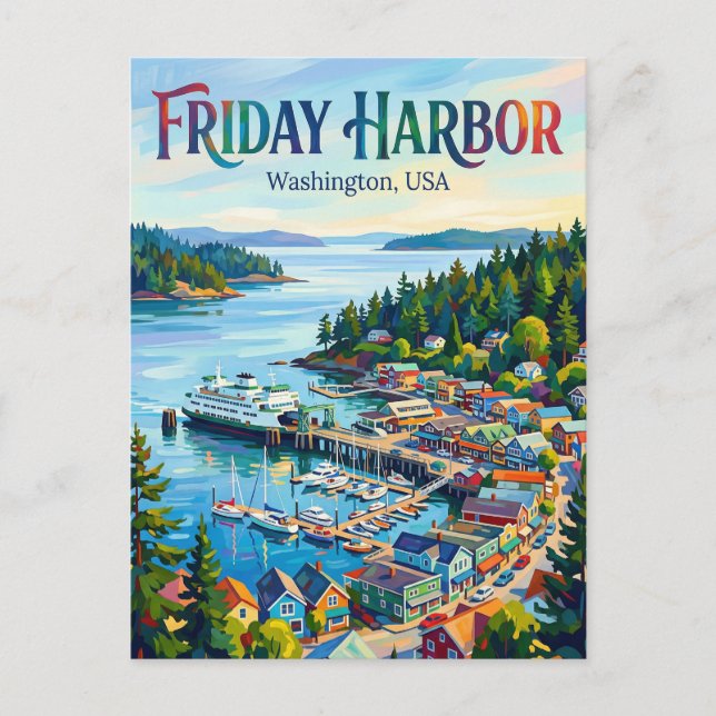 Cartão Postal Friday Harbor, Washington EUA (Frente)