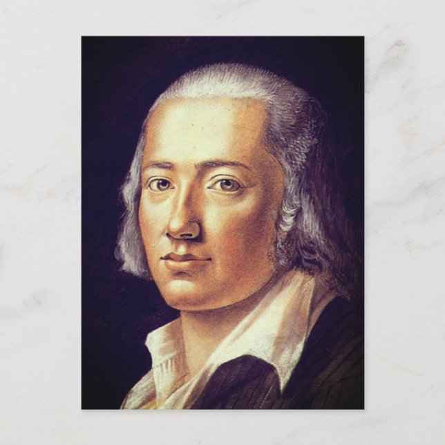 Cartão Postal Friedrich Hölderlin por Franz Carl Hiemer, 1792 (Frente)