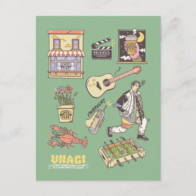 Cartão Postal FRIENDS™ | Gráfico de Ícones de Desenho Animado (Frente)