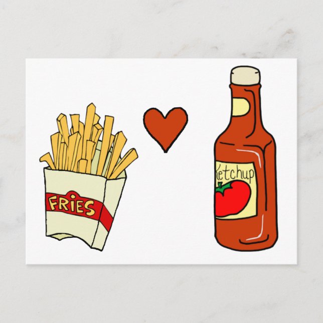 Cartão Postal Fries franceses adoram ketchup (Frente)