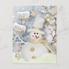 Cartão Postal Frio Winter Snowman