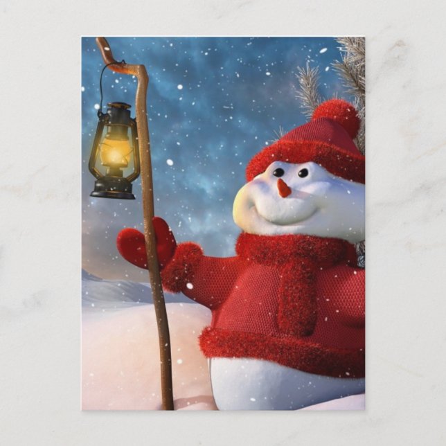 Cartão Postal Frio Winter Snowman (Frente)