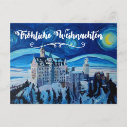 Cartão Postal Froehliche Weihnachten Winter Märchenschloss
