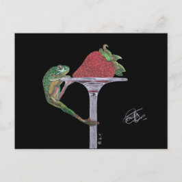 CARTÃO POSTAL FROG CATCHING A STRAWBERRY