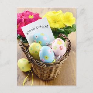 Cartão Postal Frohe Ostern Postkarte mit Primel und Osterei