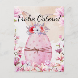 Cartão Postal Frohe Ostern rosa Osterei