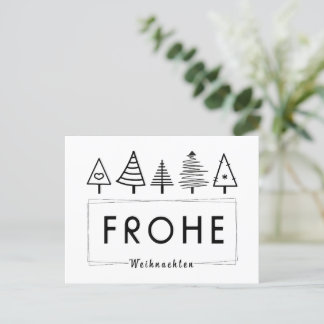 Cartão Postal Frohe Weihnachten mit Tannenbaum schlicht