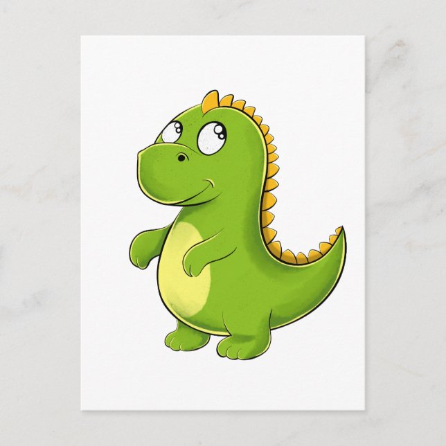 Cartão Postal Fröhlicher Grüner Dino (Frente)