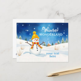 Cartão Postal Fröhlicher Schneemann - Abendstimmung im Schnee |