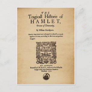 Cartão Postal Front Piece to the Hamlet Quarto (versão 1605)