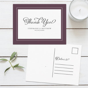 Cartão Postal Fronteiras modernas de música púrpura do casamento