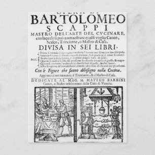 Cartão Postal Frontispício para cozinhar livro de Bartolomeo Sc