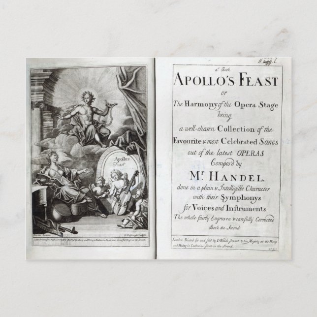 Cartão Postal Frontispiece for Apollo's Banquete, c.1734 (Frente)