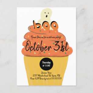 Cartão Postal Frosted Cupcake Fantasma Fantasia Festa de Hallowe
