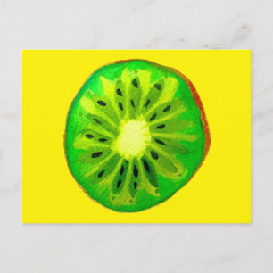 Cartão Postal Fruta de água original brilhante do kiwi pop art