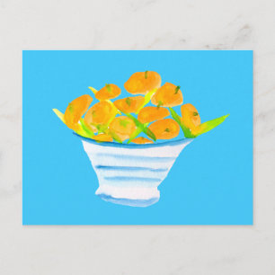 Cartão Postal Fruta de aquarela de kumquats laranja