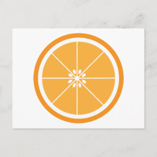 Cartão Postal Fruta de Fatia Laranja Branco