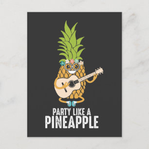 Cartão Postal Fruta de Feriado do Guitar Pineapple Aloha Hawaii