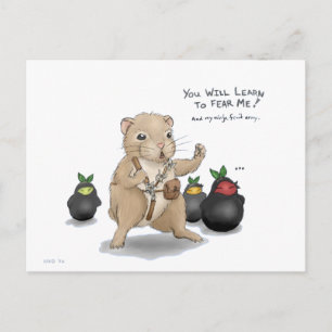 Cartão Postal Fruta de Hamster e Ninja