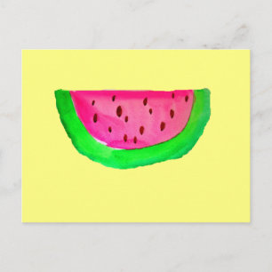 Cartão Postal Fruta de melancia rosa suculenta