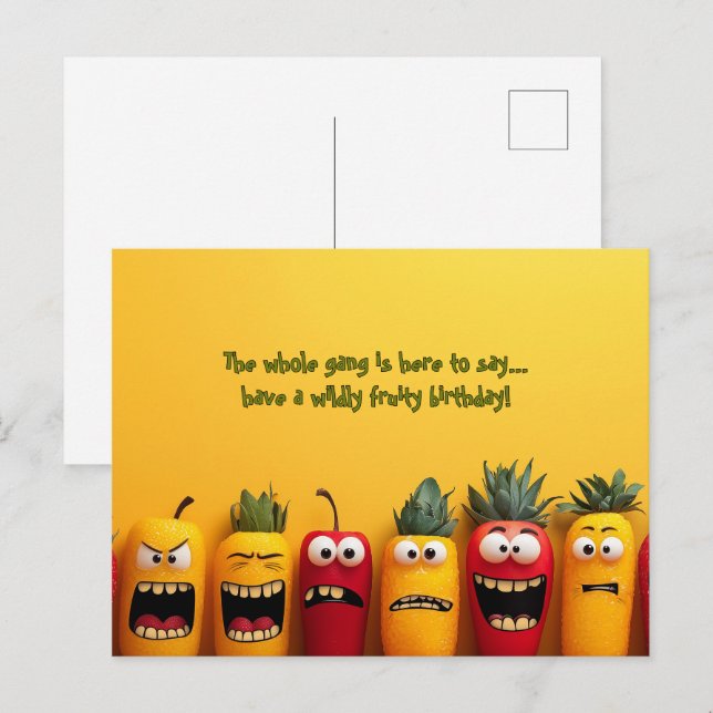Cartão Postal Fruta Engraçada Rosta Aniversário (Frente/Verso)