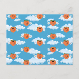 Cartão Postal Fruta Sorridente Pêssego Divertido Humor de Alimen