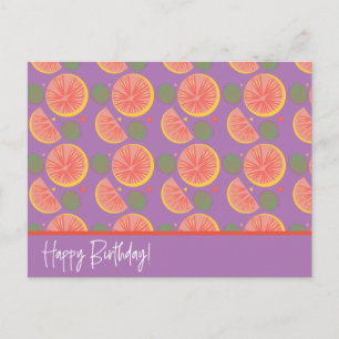 Cartão Postal Fruta Toranja Padrão Confetes