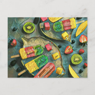 Cartão Postal Frutas de picolés de sorvete coloridas