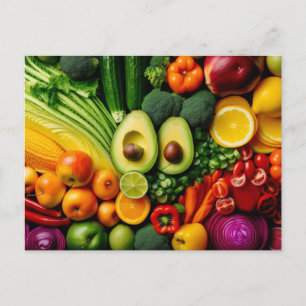 Cartão Postal Frutas Legumes Alimentação Saudável Dieta Vegetari
