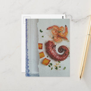 Cartão Postal Frutos do Mar Deliciosos com colagem surreal de co