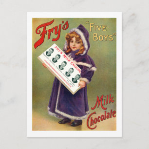 Cartão Postal Fry's Cinco Meninos Poster vintage de chocolate de