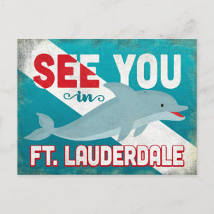 Cartão Postal Ft Lauderdale Dolphin - Viagens vintage Retroativa