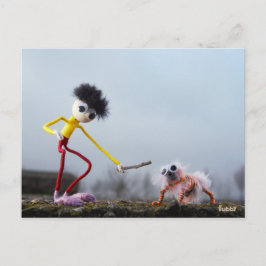 Cartão Postal Fubby speelt buiten met dier.
