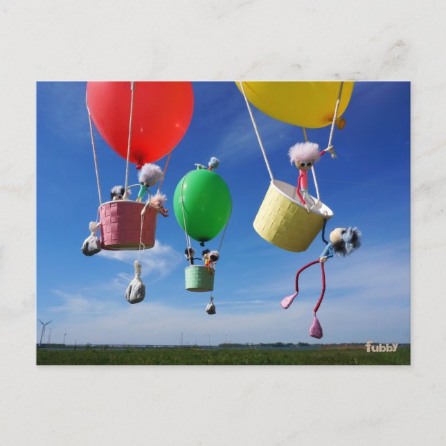 Cartão Postal Fubby's in luchtballonnen die op avontuur gaan. (Frente)