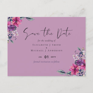 Cartão Postal Fuchsia Dreams coordena sábio e cor-de-rosa profun