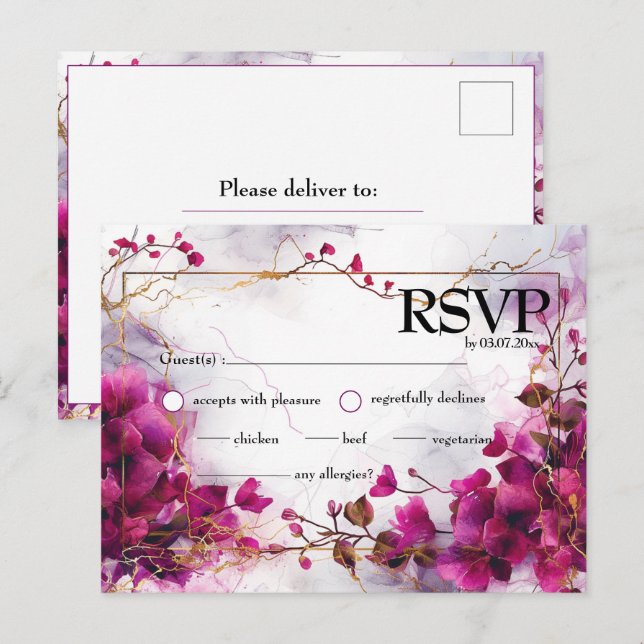 Cartão Postal Fuchsia Enchantation: Watercolor (Frente/Verso)