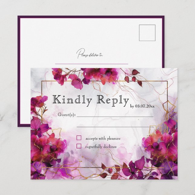 Cartão Postal Fuchsia Enchantation: Watercolor (Frente/Verso)