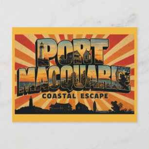 Cartão Postal Fuga Costeira de Port Macquarie NSW Arte Vintage