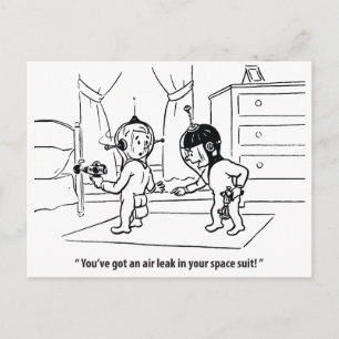 Cartão Postal Fuga de ar no trato espacial, Humorístico, Vintage