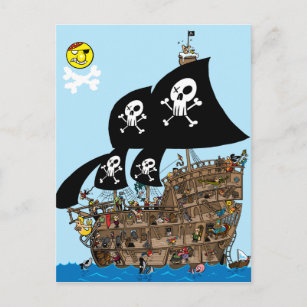 Cartão Postal Fuga de navio pirata