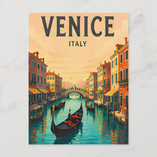 Cartão Postal Fuga Romântica pela Cidade de Veneza Itália Canal