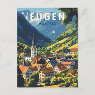 Cartão Postal Fugen Austria Illustration Viagem Art Vintage