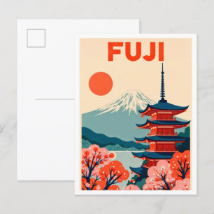 Cartão Postal Fuji Japan Art Vintage - Viagem