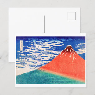 Cartão Postal Fuji Vermelho Hokusai