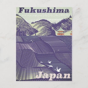 Cartão Postal Fukushima, poster de viagens vintage japonesa
