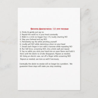 Cartão Postal Fumadores 12 passos