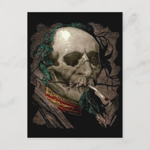 Cartão Postal Fumando Arte Vintage do Homem Zombie Stoner Bizarr